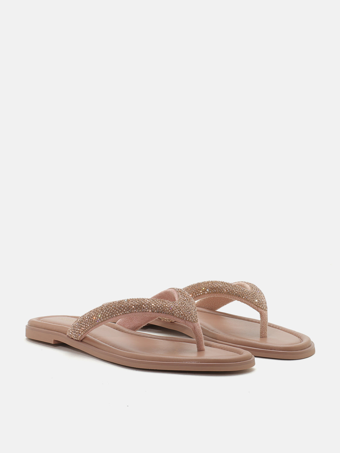 PAZZION, Violette Crystal Embellished Thong Sandals - Pink, Pink