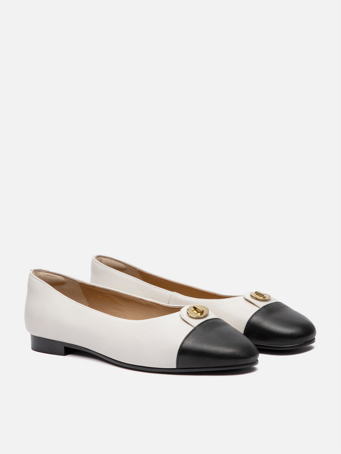 PAZZION, Vowen Cap Toe Leather Flats, Beige