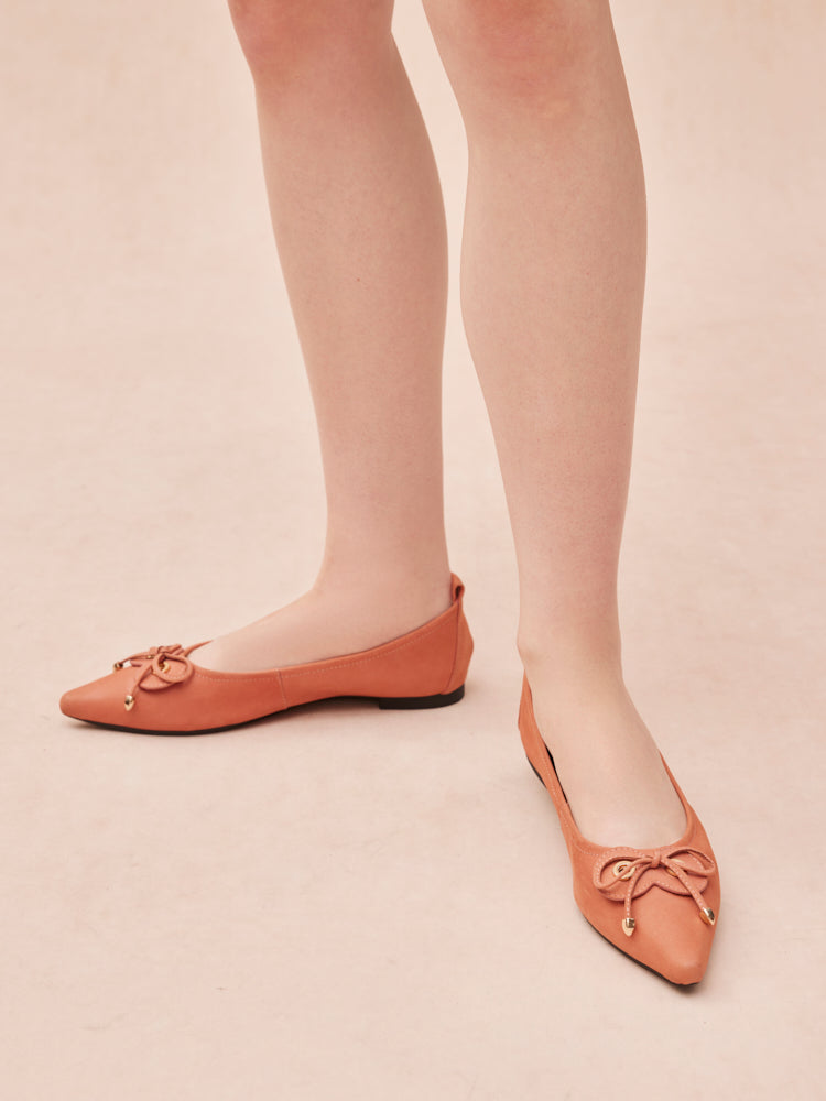 PAZZION, Waverly Eyelet Bow Pointed Toe Flats, Red