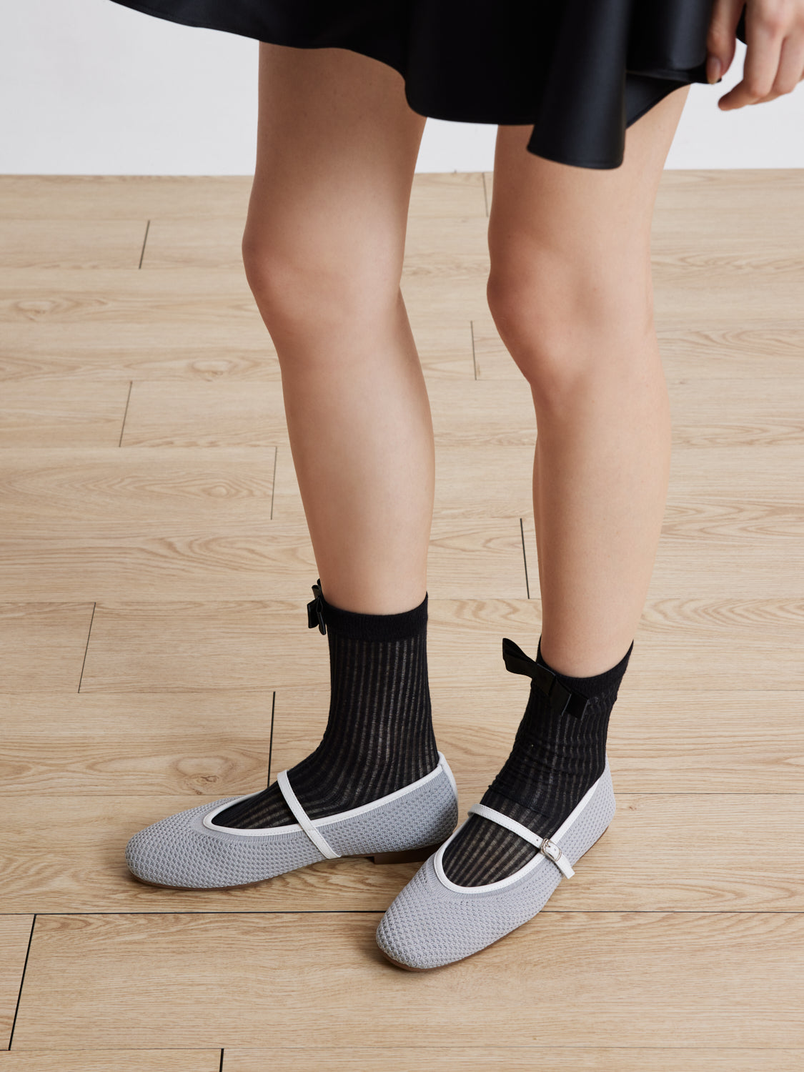 PAZZION, Whitney Flyknit Colour-Block Mary Janes, Grey