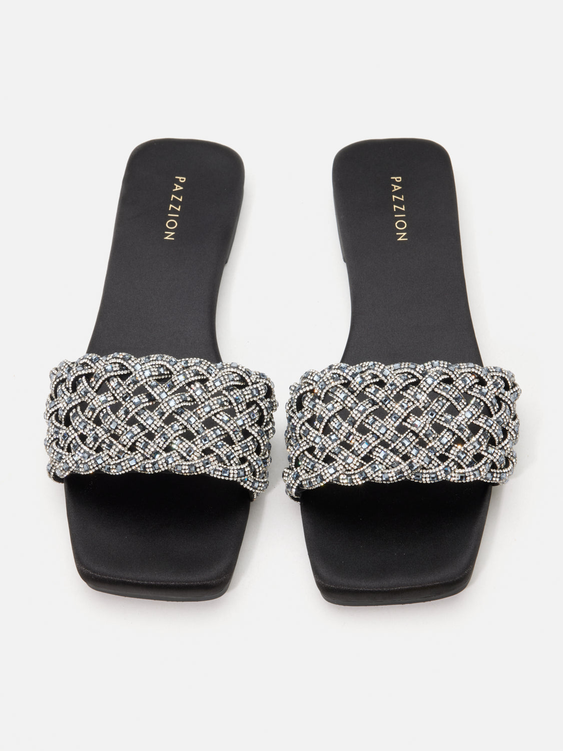 PAZZION, Wilda Crystal Embellished Slides, Black