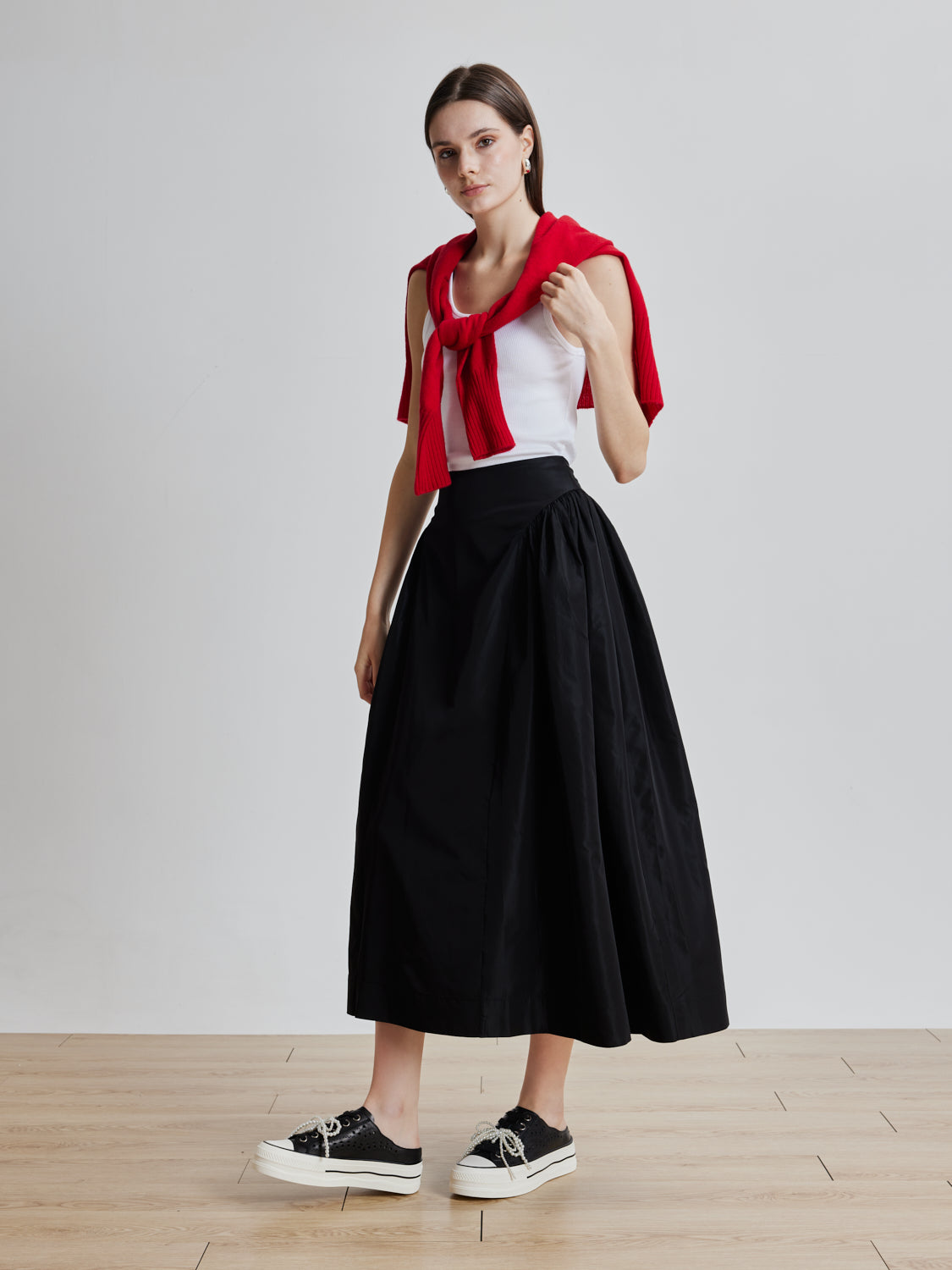 PAZZION, Wilhelmina Slip-on Pearl Bow Sneakers, Black