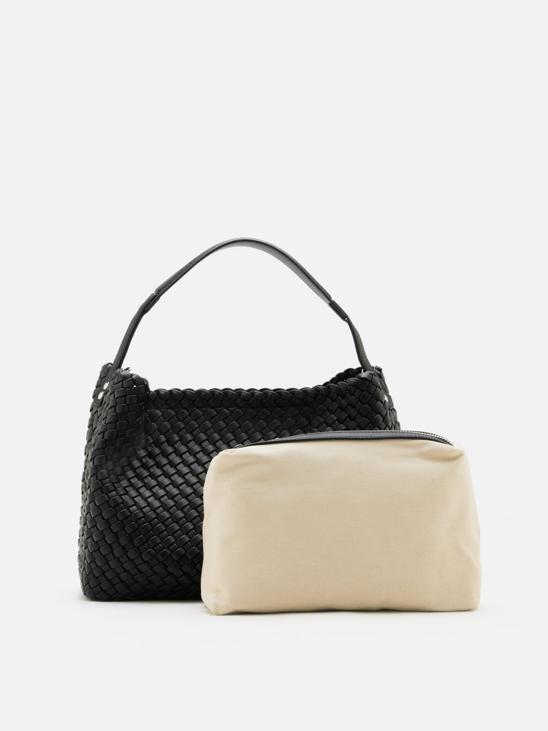 PAZZION, Xavia Bead Charmed Woven Bag, Black