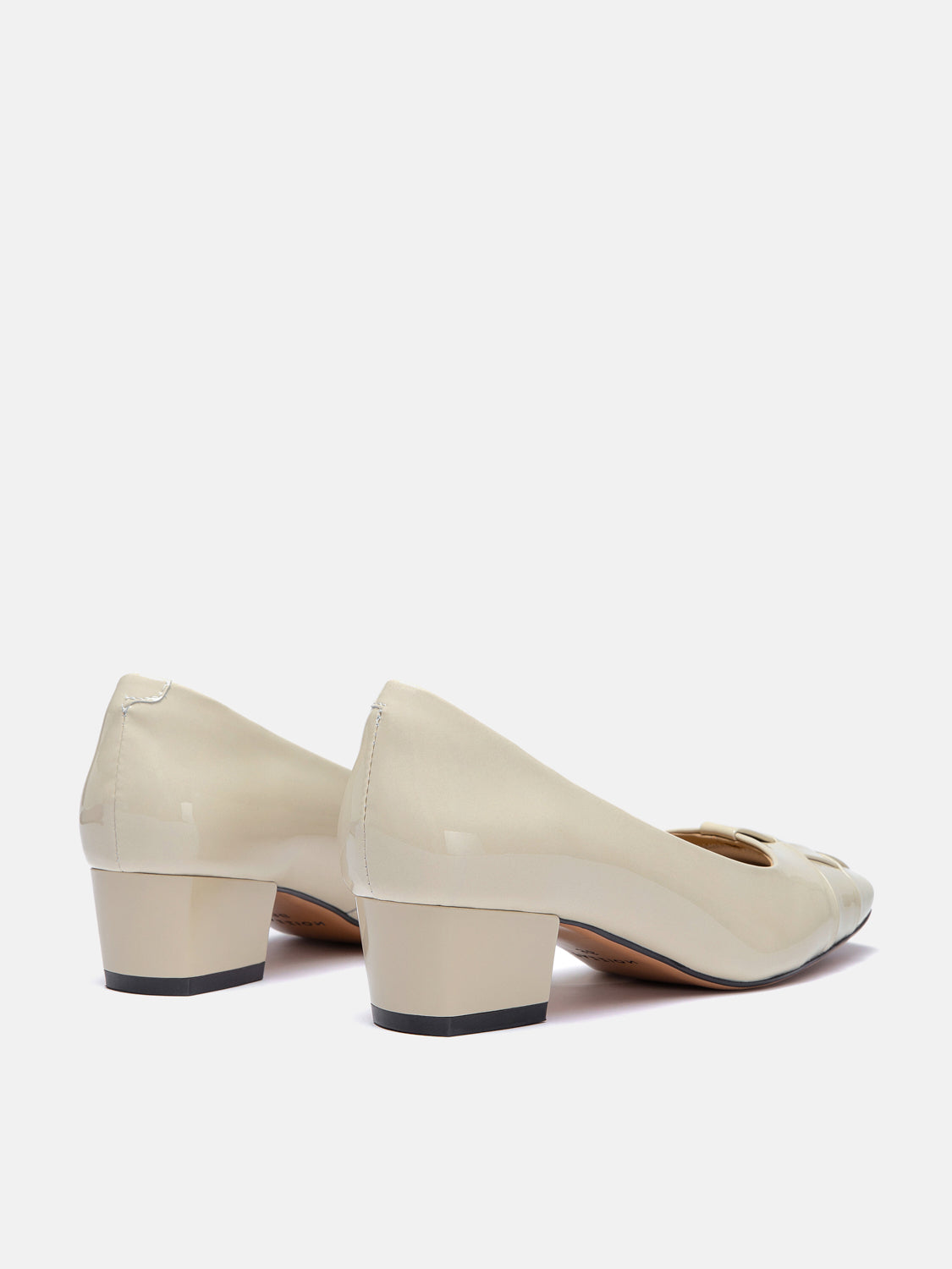 PAZZION, Xavielle Woven Patent Leather Heels, Beige
