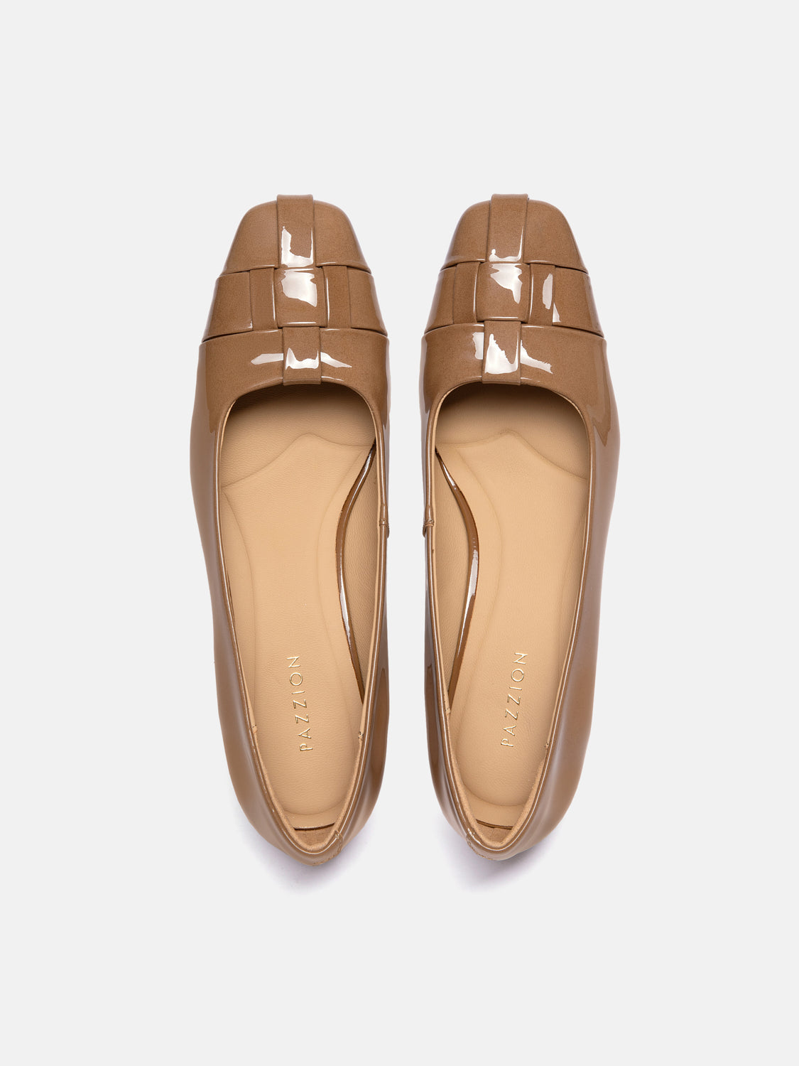 PAZZION, Xavielle Woven Patent Leather Heels, Khaki