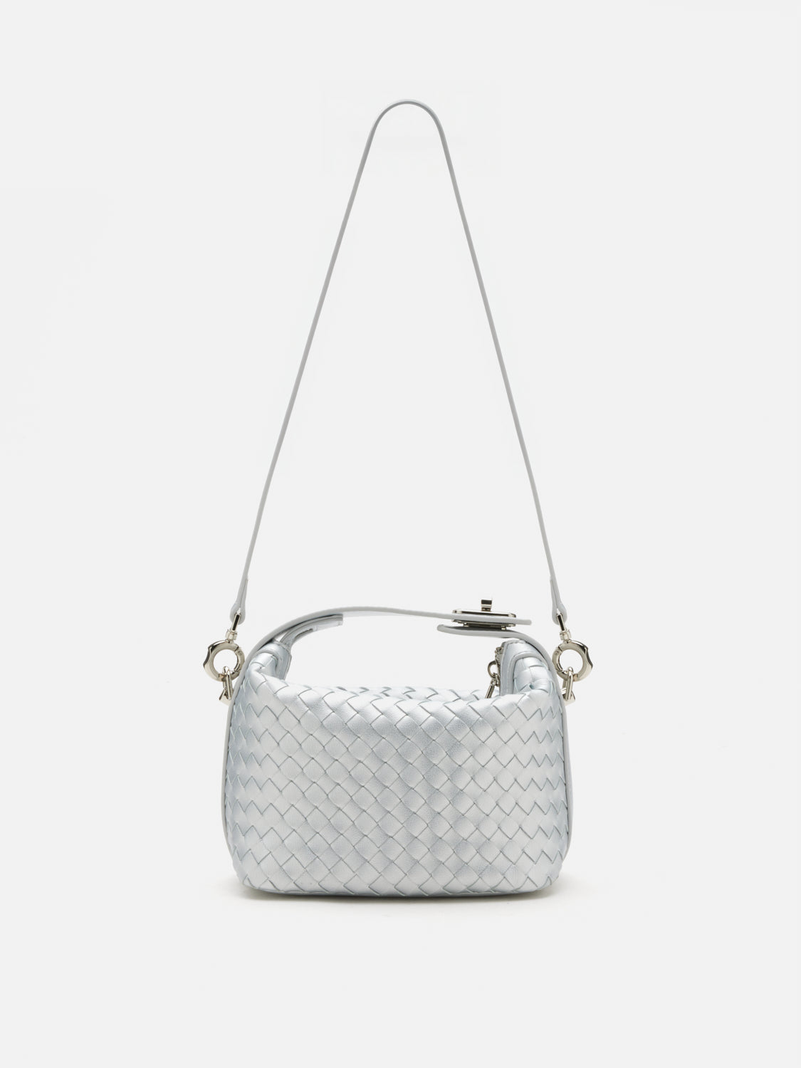 PAZZION, Xylene Woven Twist Lock Handle Bag, Silver