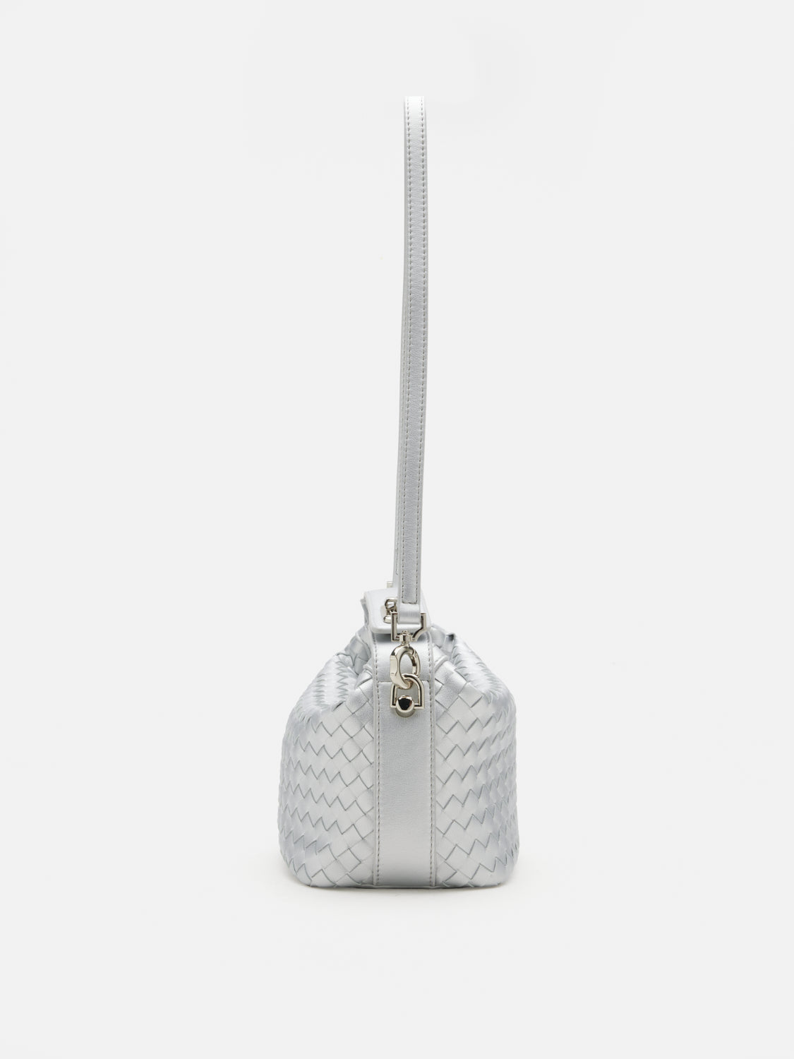 PAZZION, Xylene Woven Twist Lock Handle Bag, Silver