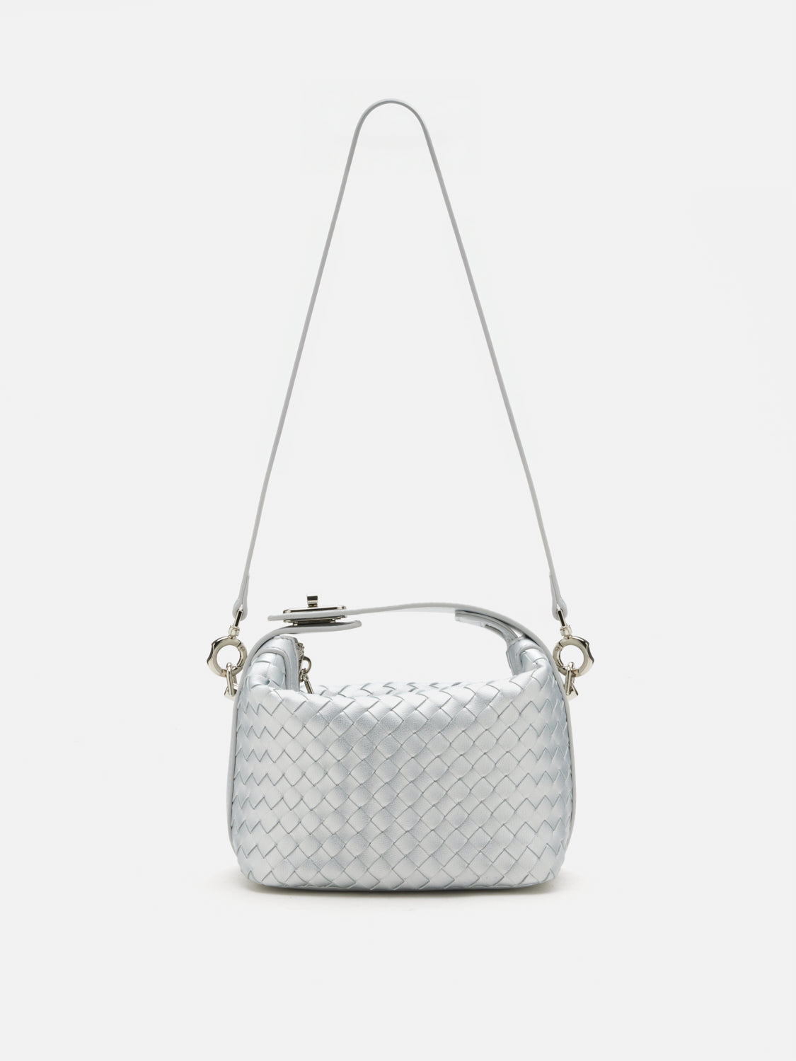 PAZZION, Xylene Woven Twist Lock Handle Bag, Silver