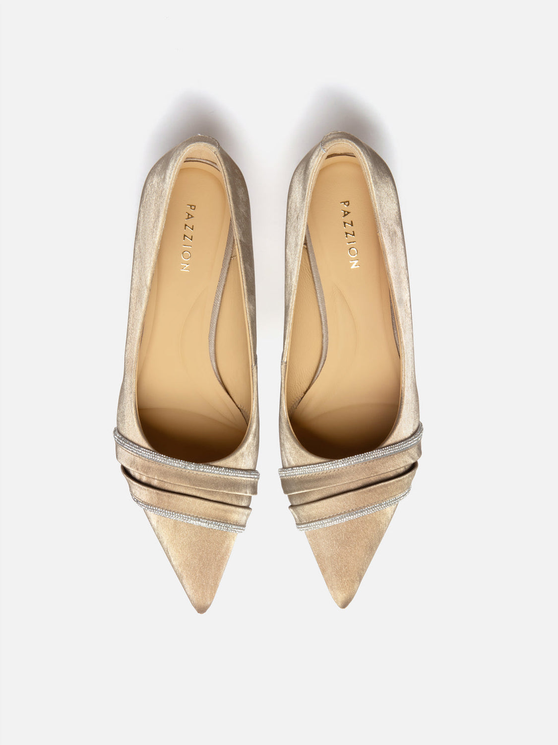 PAZZION, Yalindra Crystal Embellished Leather Heels, Champagne