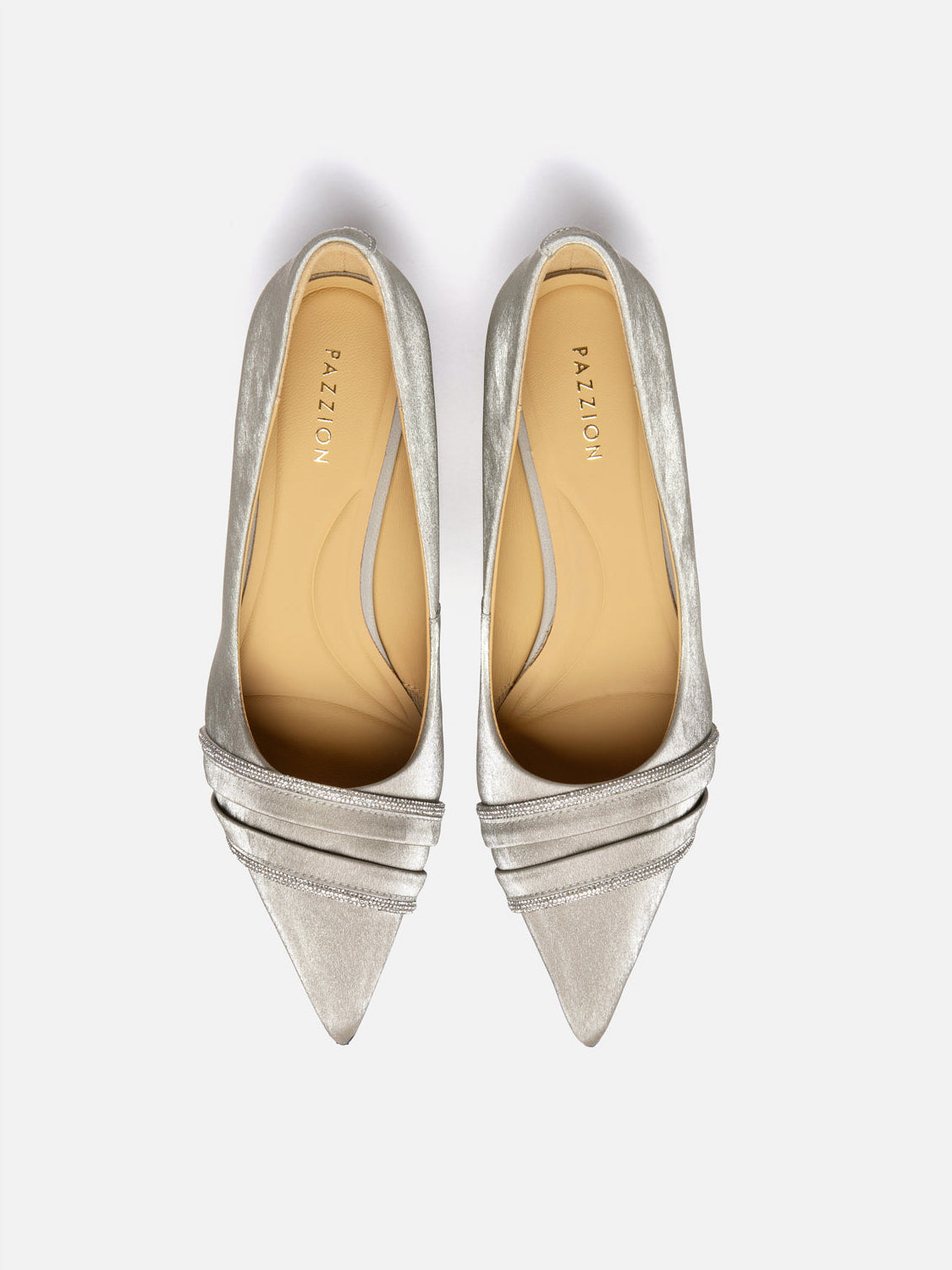 PAZZION, Yalindra Crystal Embellished Leather Heels, Pewter