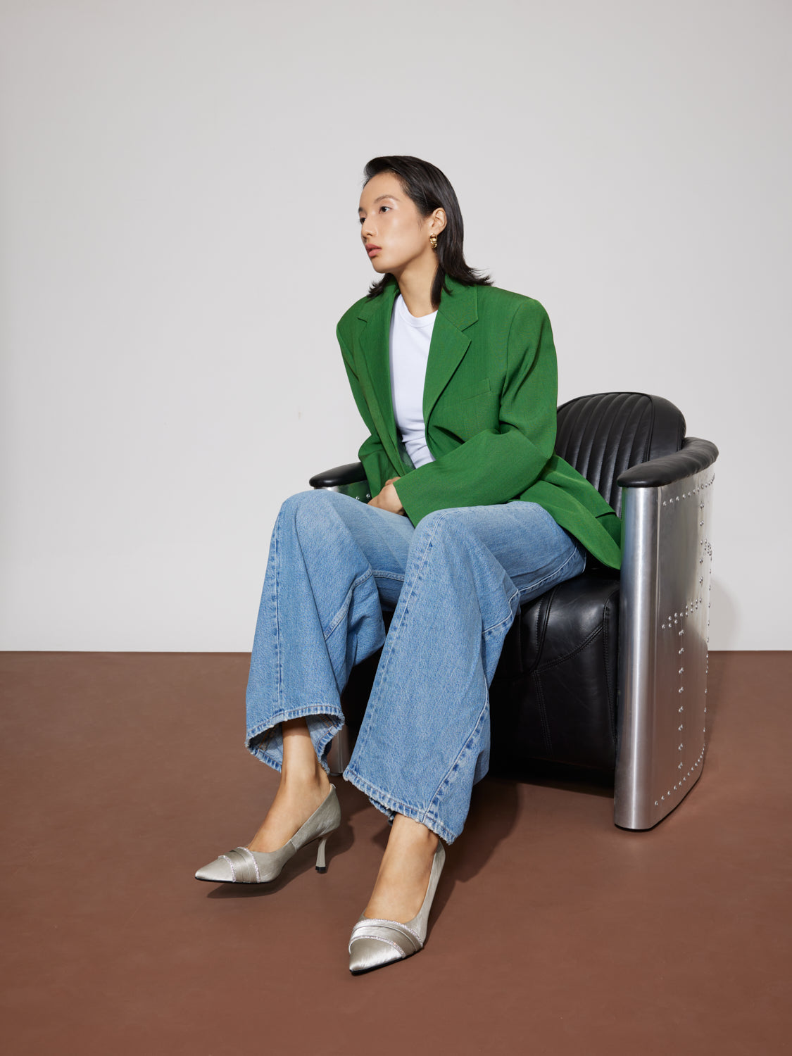 PAZZION, Yalindra Crystal Embellished Leather Heels, Pewter