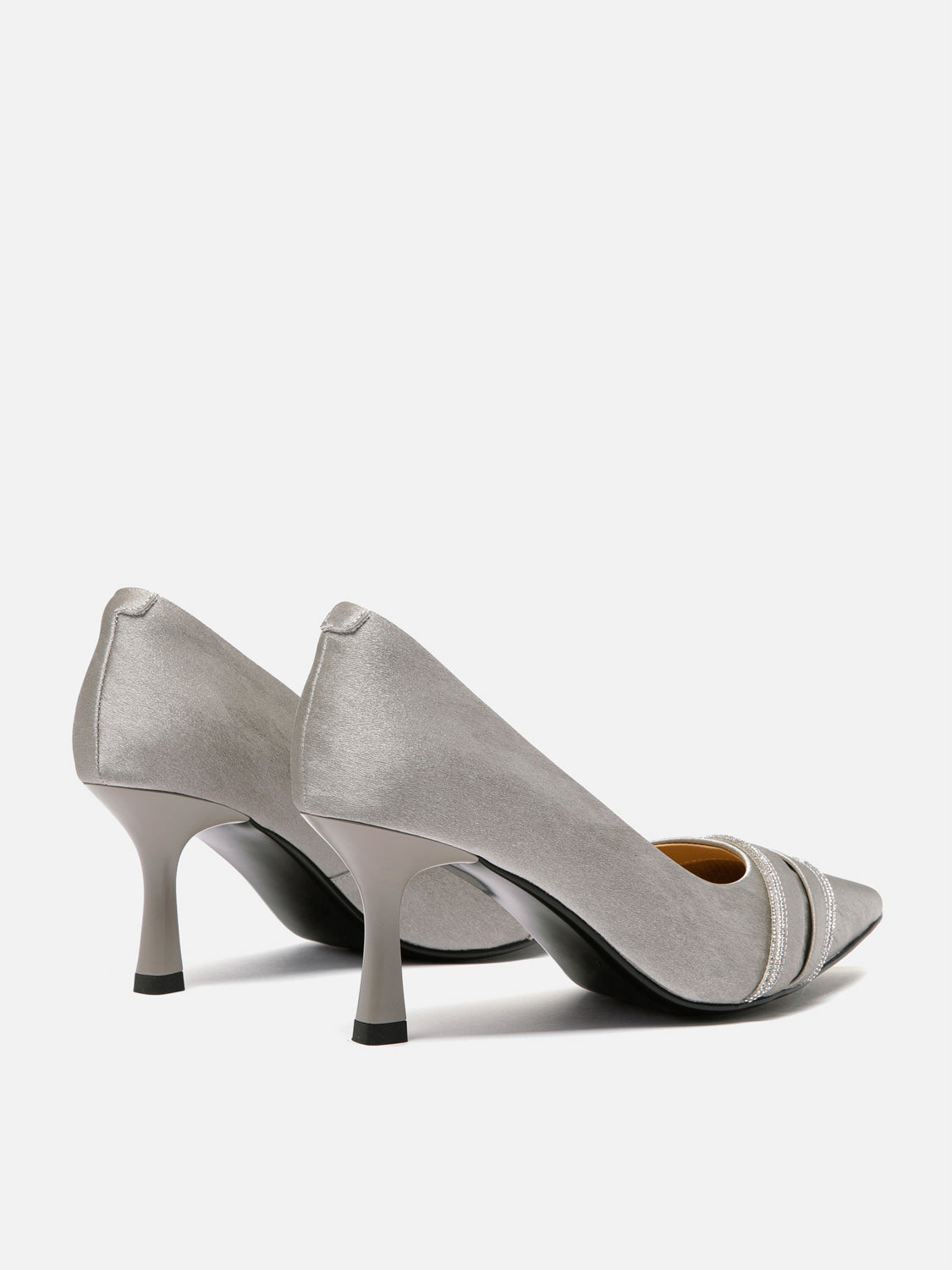 PAZZION, Yalindra Crystal Embellished Leather Heels, Pewter