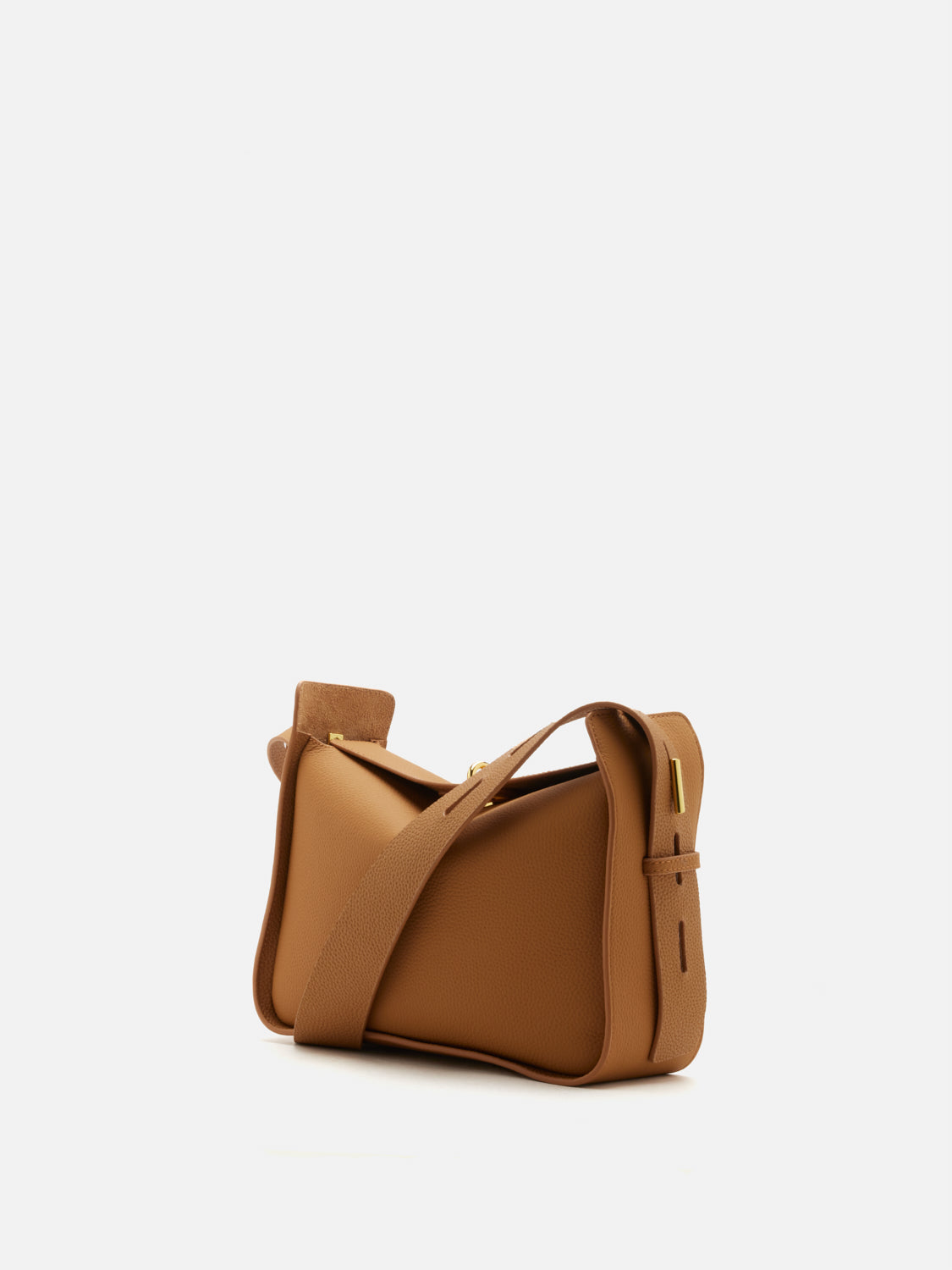 PAZZION, Yelivienne Twist Lock Leather Shoulder Bag, Camel