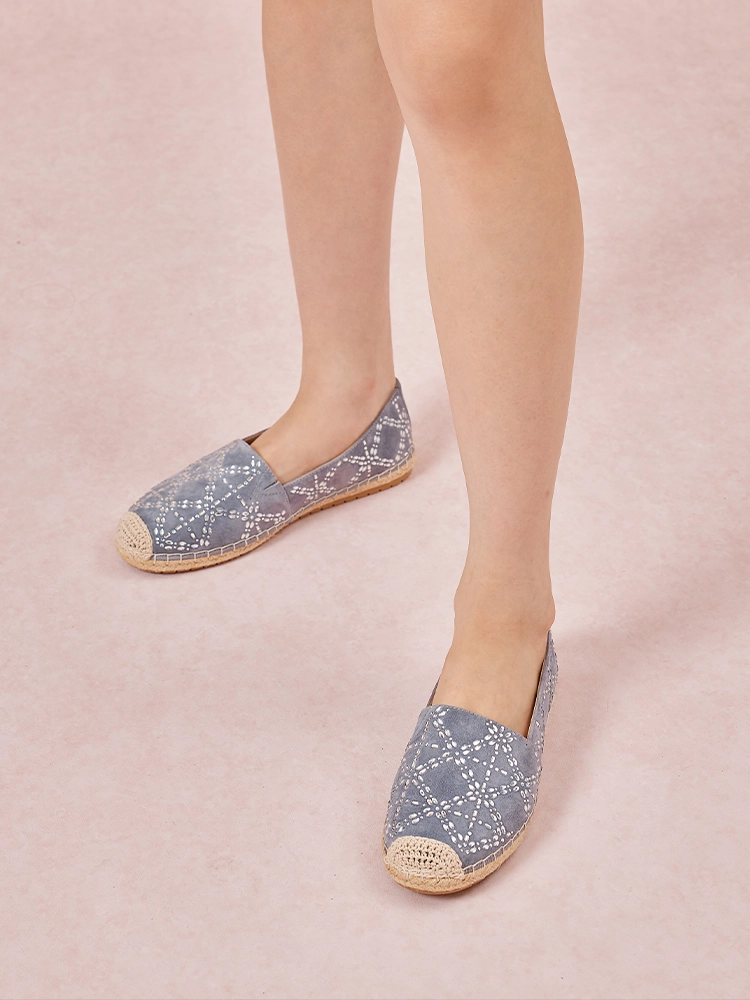 PAZZION, Yves Embellished Suede Espadrilles, Grey