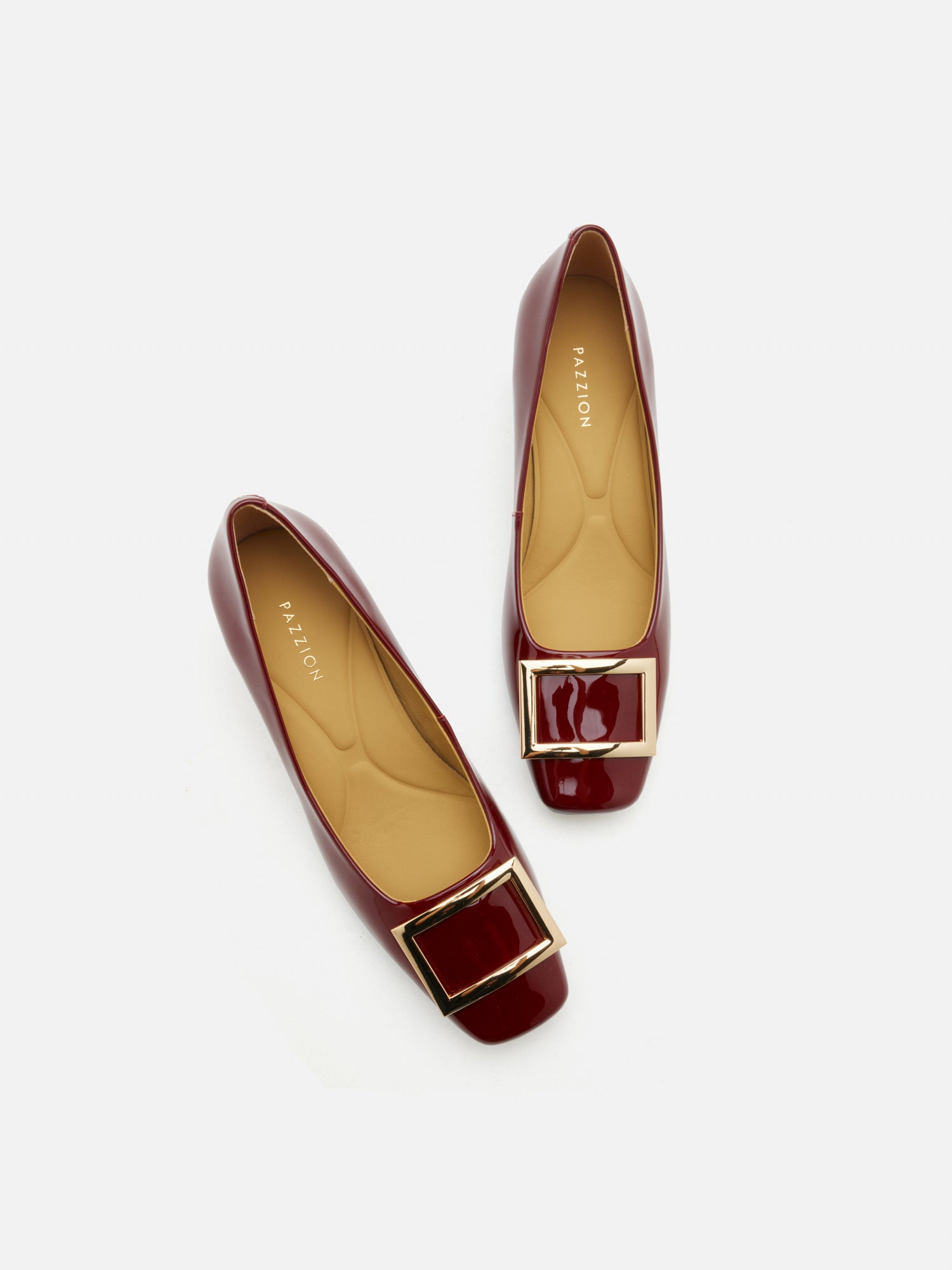 PAZZION, Yvette Buckle Square-Toe Pump Heels, Wine