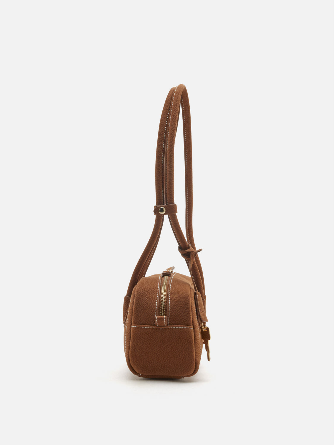 PAZZION, Zaralyn Structured Leather Shoulder Bag, Brown