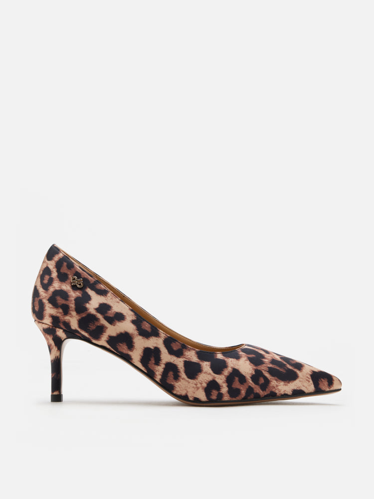 PAZZION, Zira Leopard Print Pointed Toe Heels, Brown