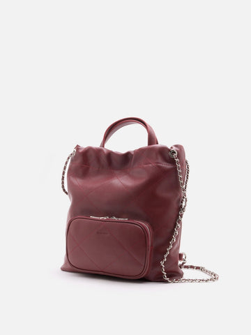 Dahlia Quilted Leather Drawstring Backpack