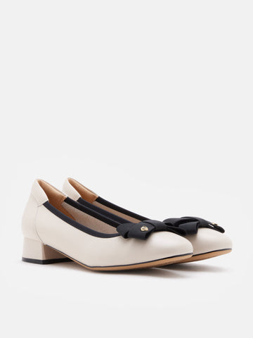 Aurea Two-Tone Bow Low Block Heels
