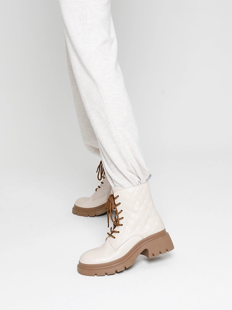 Aaira Quilted Lace Up Boots PAZZION