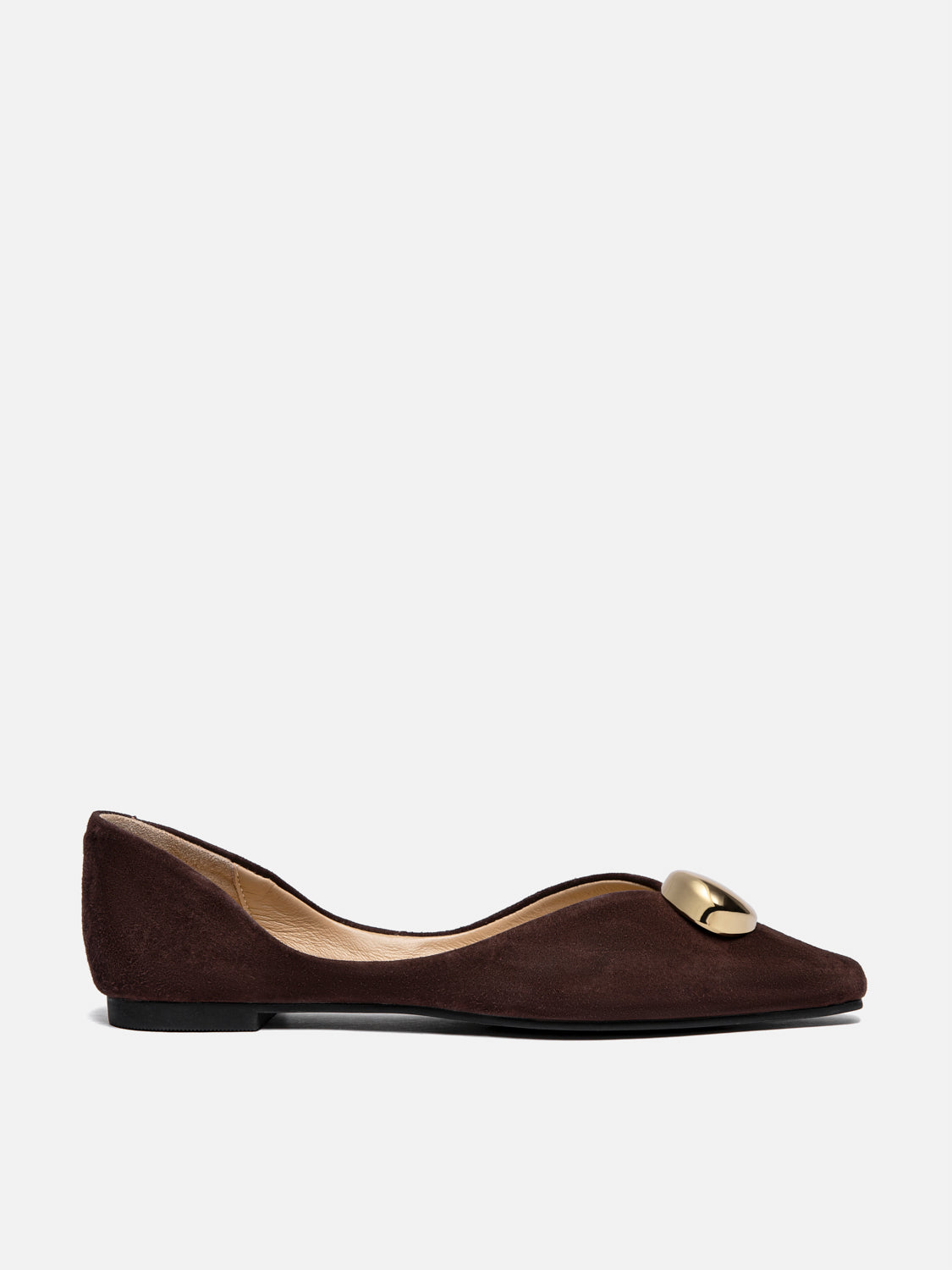 PAZZION, Adelaide Pointed Toe Leather Flats, Darkbrown