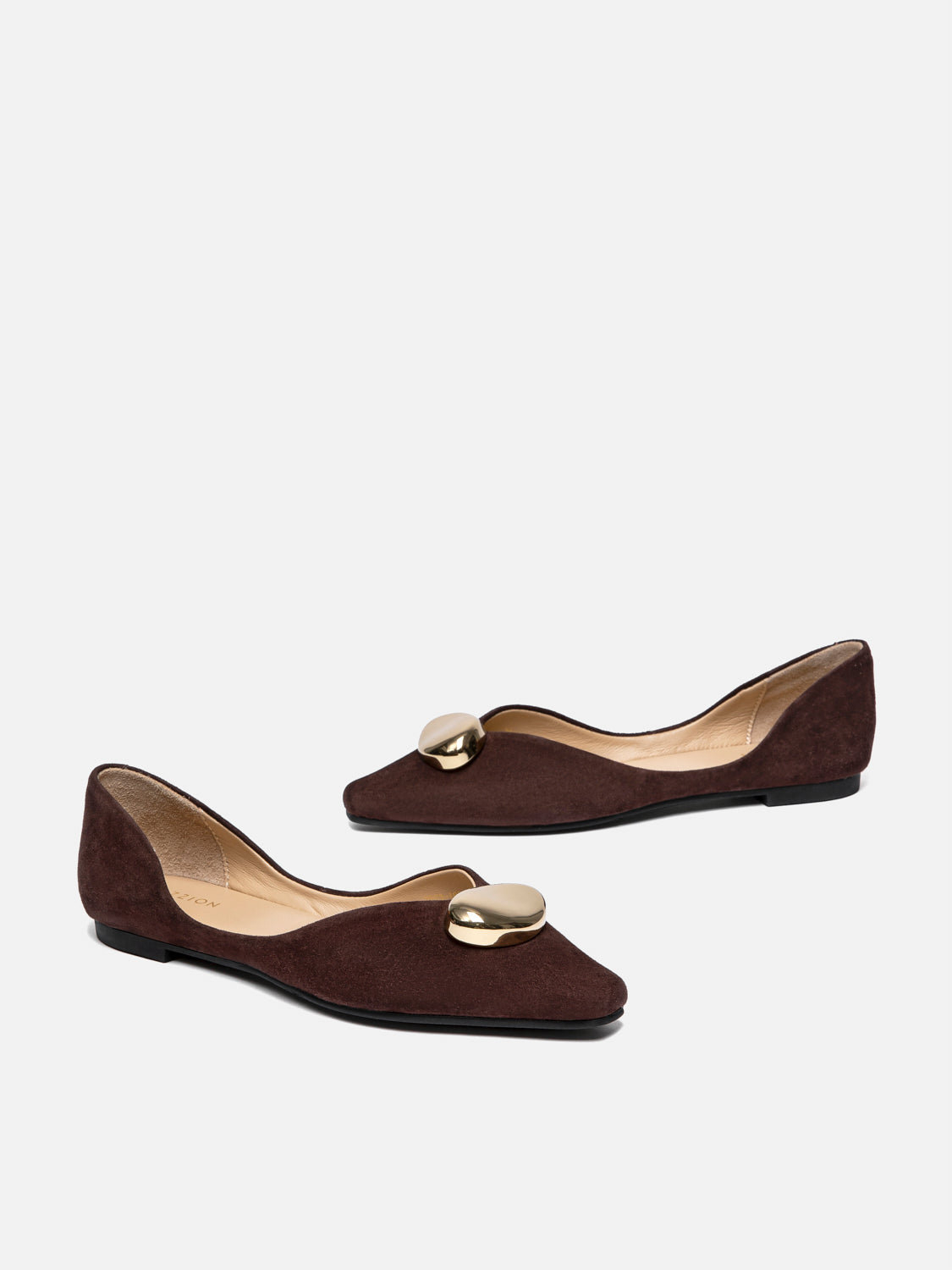 PAZZION, Adelaide Pointed Toe Leather Flats, Darkbrown