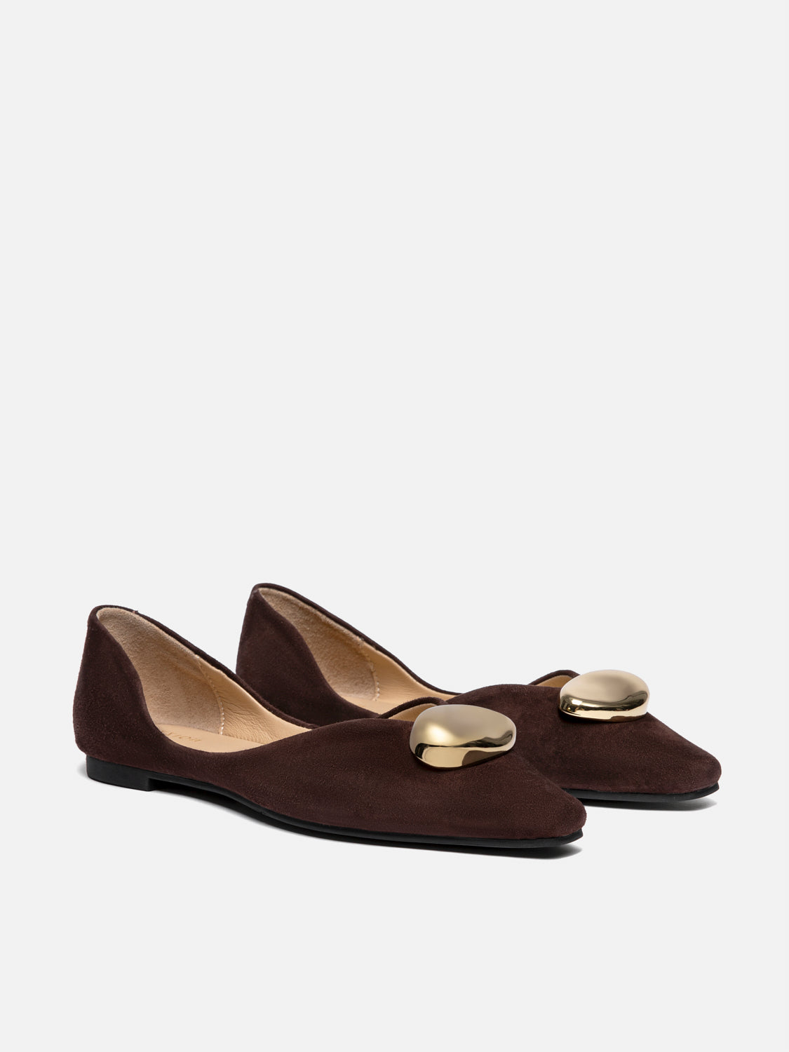PAZZION, Adelaide Pointed Toe Leather Flats, Darkbrown