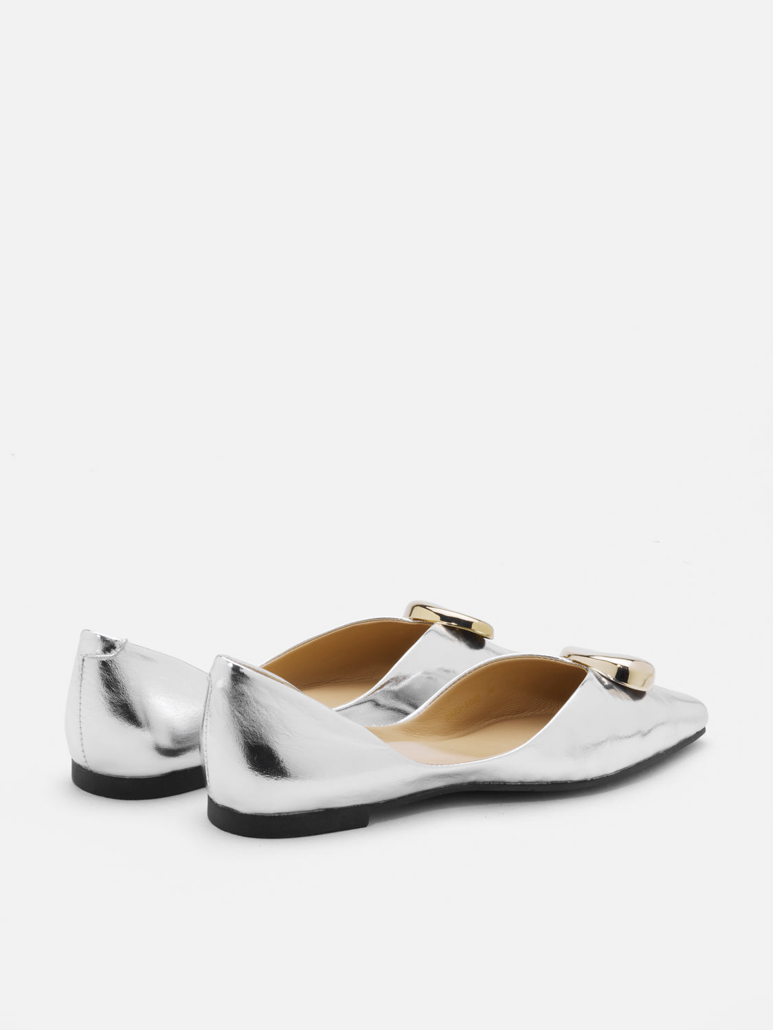 PAZZION, Adelaide Pointed Toe Leather Flats, Silver