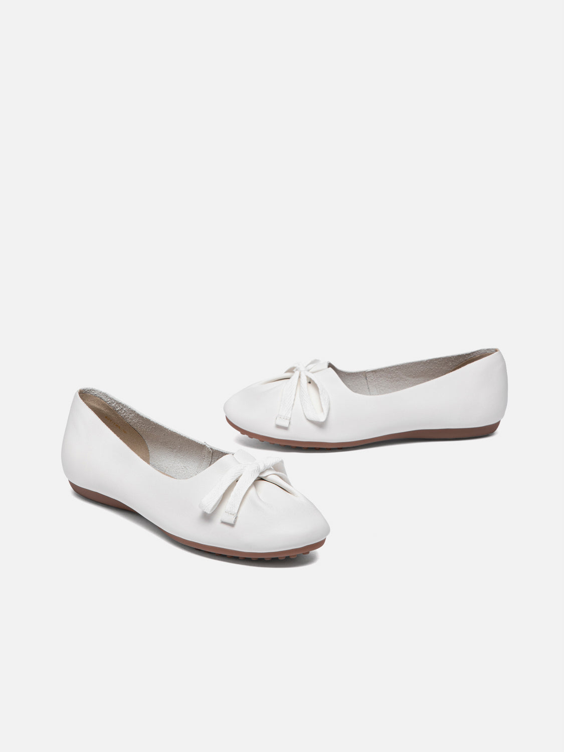 PAZZION, Adriana Tied Bow Leather Flats, Beige