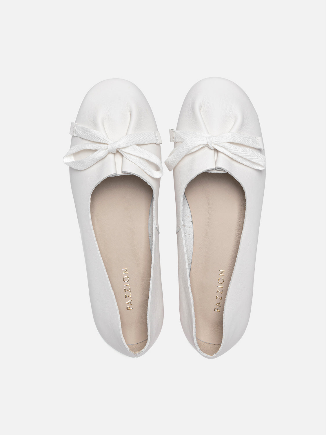 PAZZION, Adriana Tied Bow Leather Flats, Beige