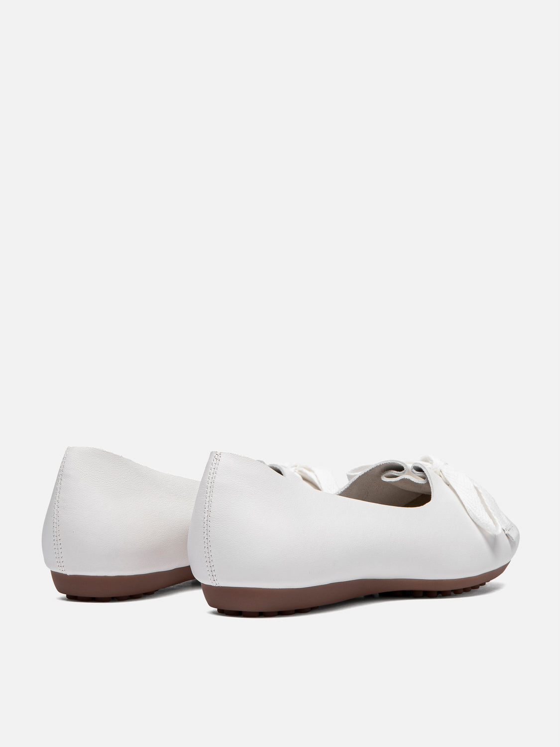 PAZZION, Adriana Tied Bow Leather Flats, Beige
