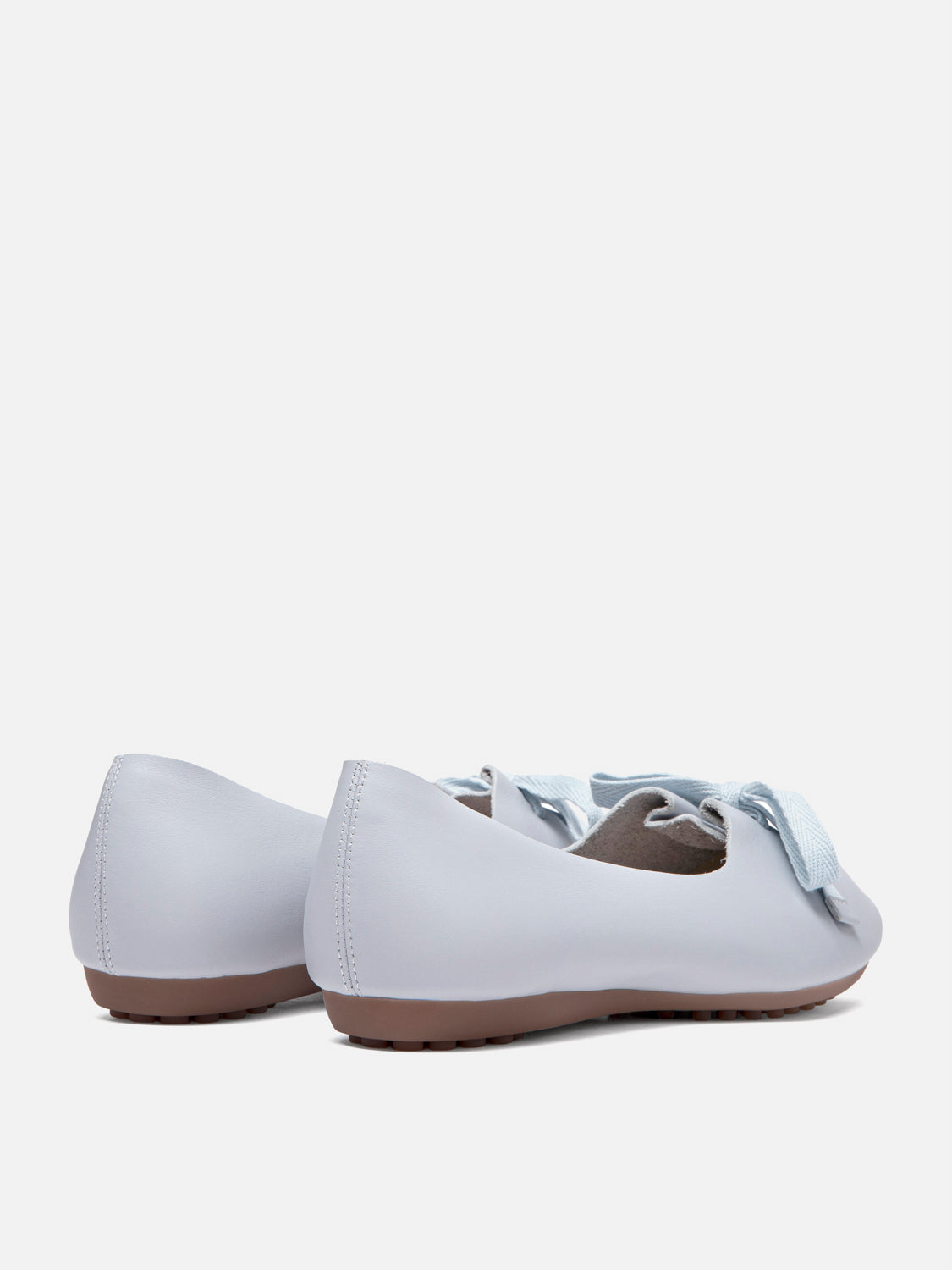 PAZZION, Adriana Tied Bow Leather Flats, Lightblue