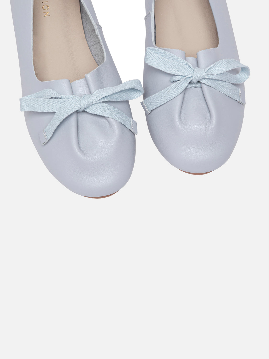 PAZZION, Adriana Tied Bow Leather Flats, Lightblue