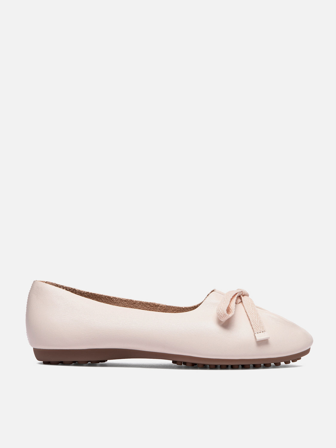 PAZZION, Adriana Tied Bow Leather Flats, Lightpink