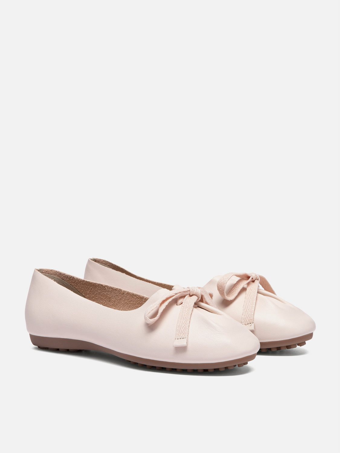 PAZZION, Adriana Tied Bow Leather Flats, Lightpink