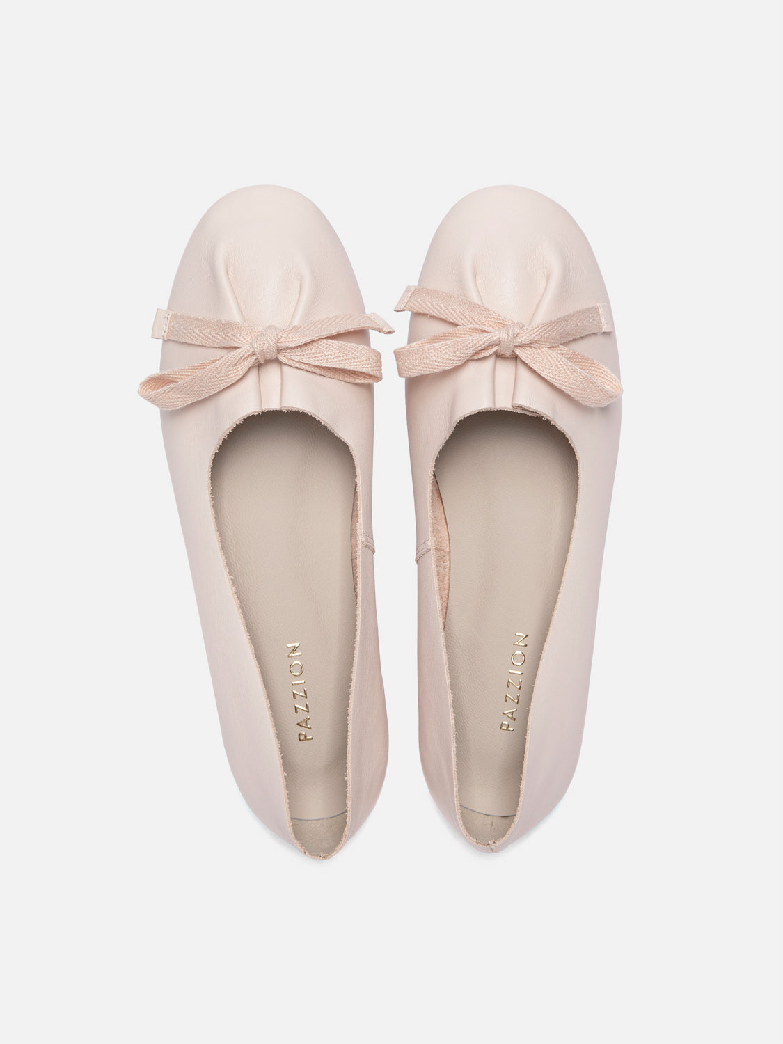 PAZZION, Adriana Tied Bow Leather Flats, Lightpink