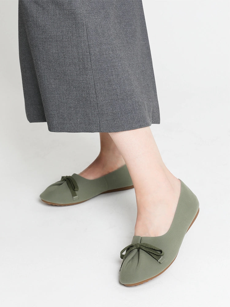 PAZZION, Adriana Tied Bow Moccasins, Green