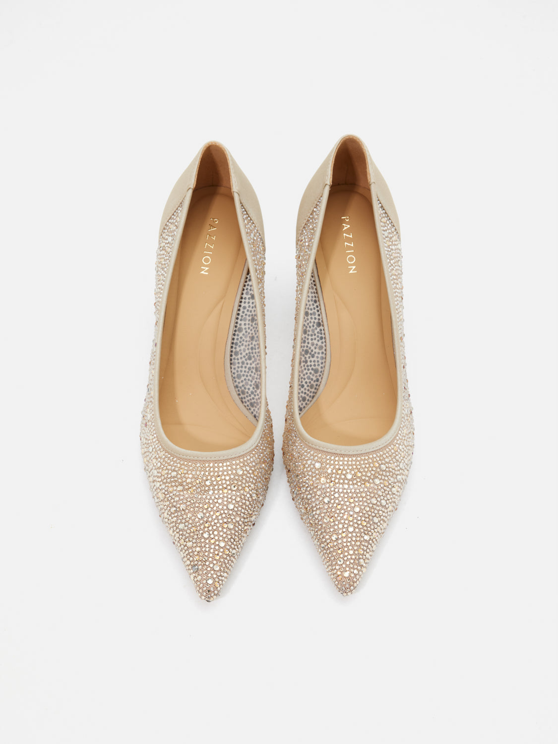 PAZZION, Agatha Crystal Embellished Pointed Toe Heels, Almond
