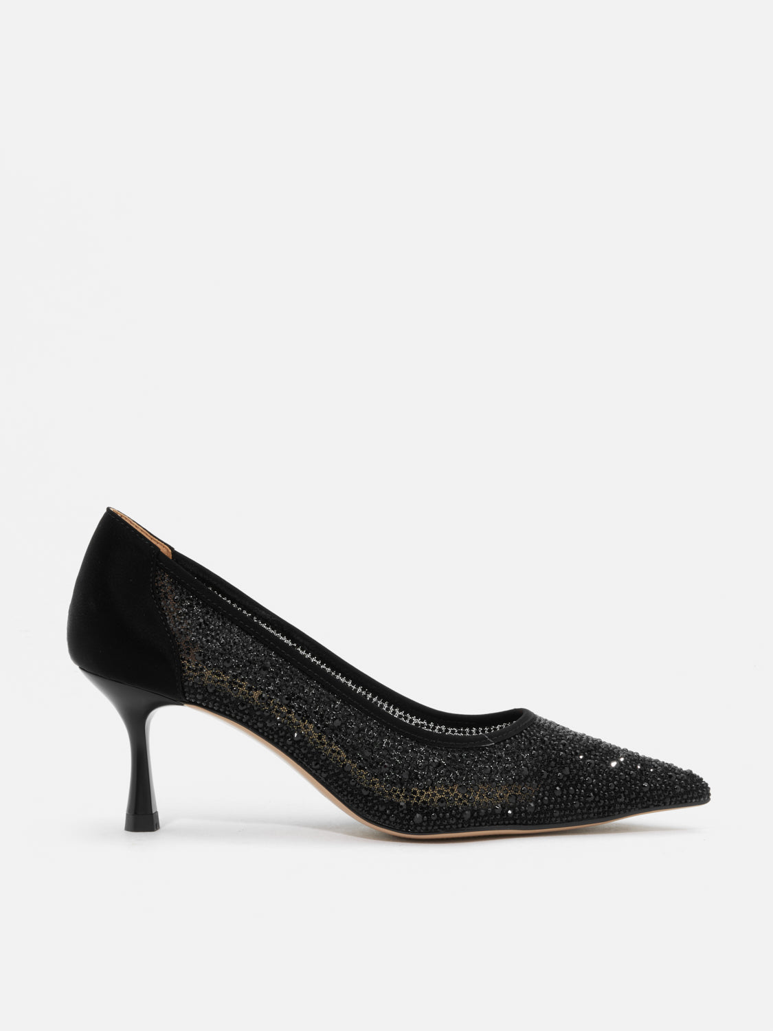 PAZZION, Agatha Crystal Embellished Pointed Toe Heels, Black
