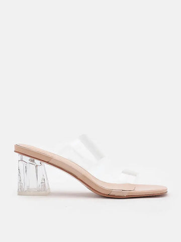 Alexandra Neutral Clear Strap Heels