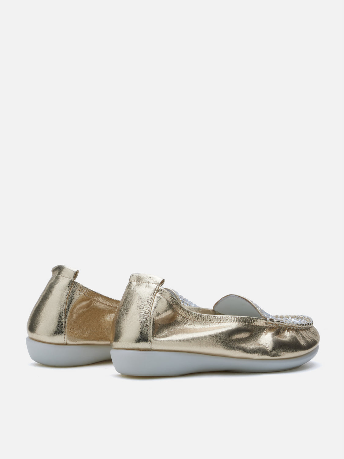 PAZZION, Alexi Crystal Embellished Moccasins, Gold