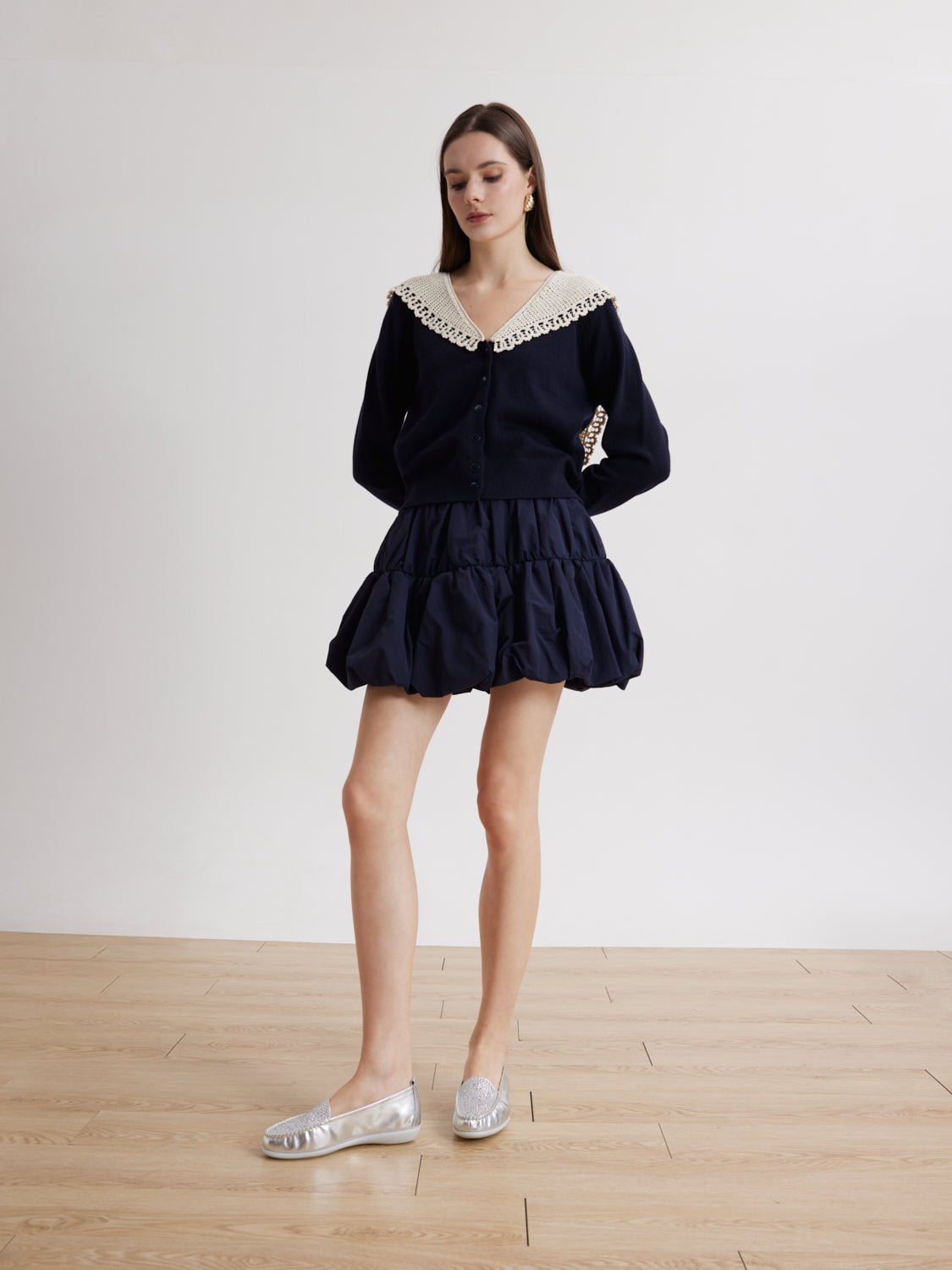 PAZZION, Alexi Crystal Embellished Moccasins, Silver