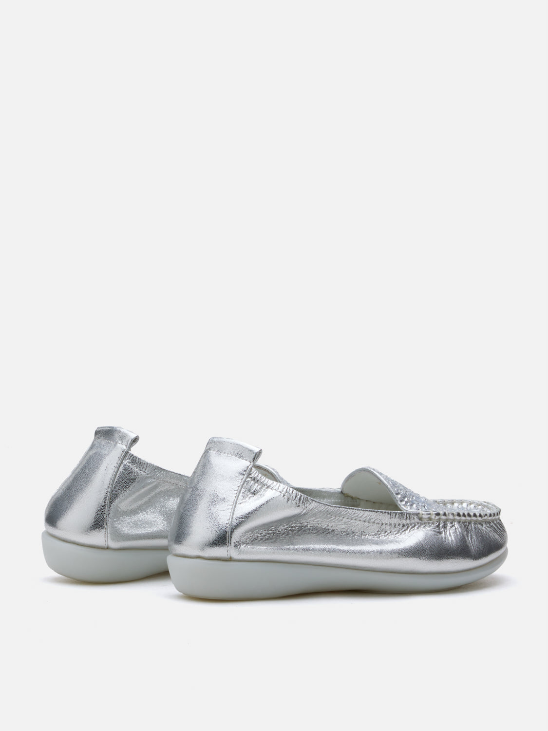 PAZZION, Alexi Crystal Embellished Moccasins, Silver