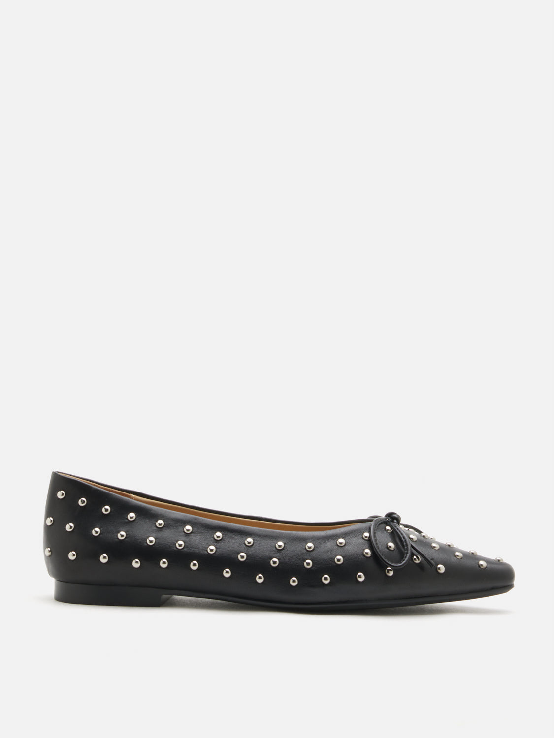 PAZZION, Aliviene Polka Dot Studded Leather Bow Flats, Black