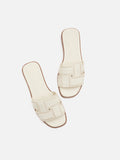 PAZZION, Alouette Woven Leather Slides, Beige