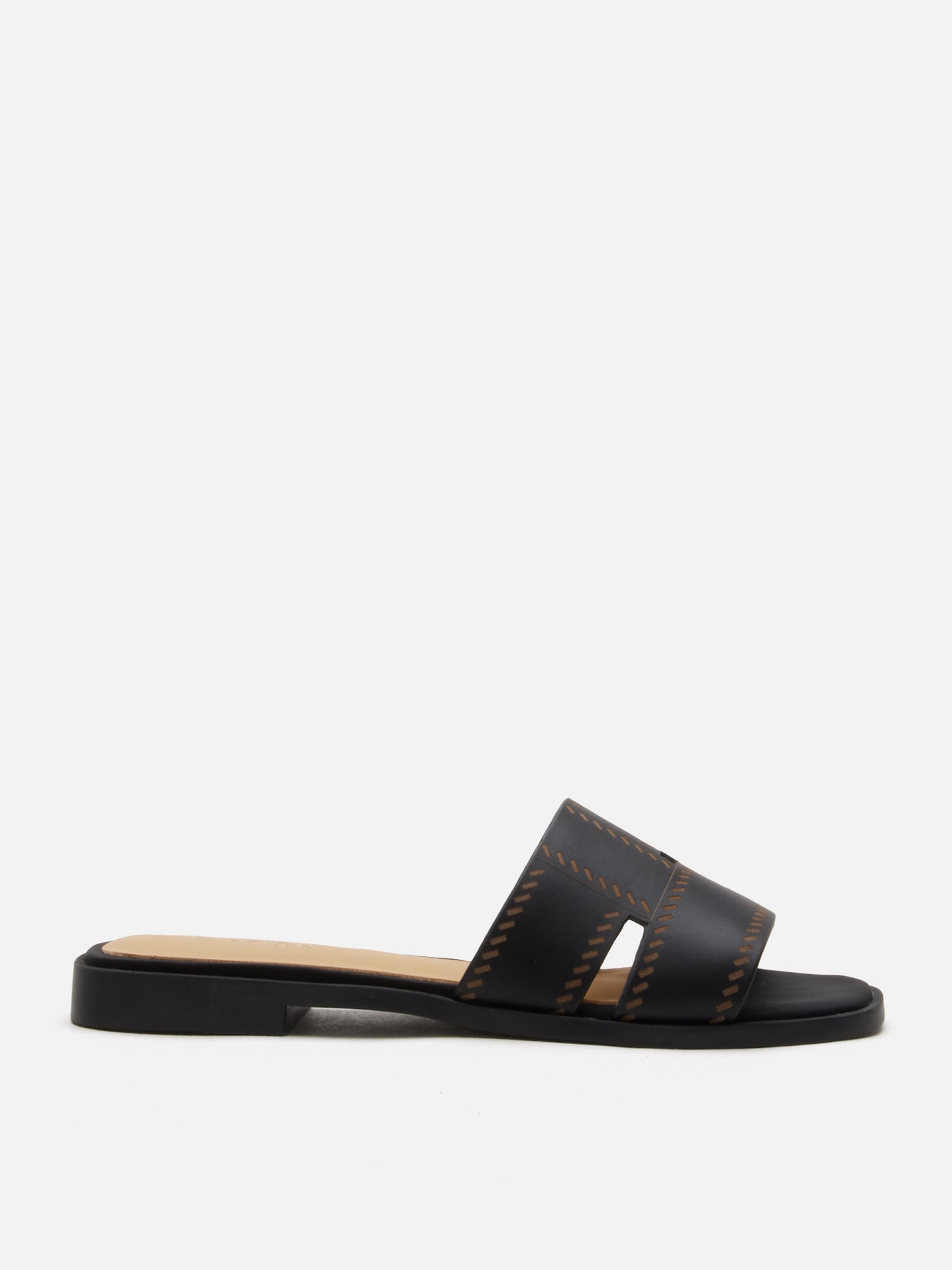 PAZZION, Alouette Woven Leather Slides, Black