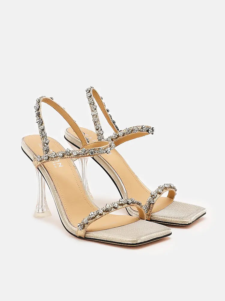 White and 2025 gold strappy heels