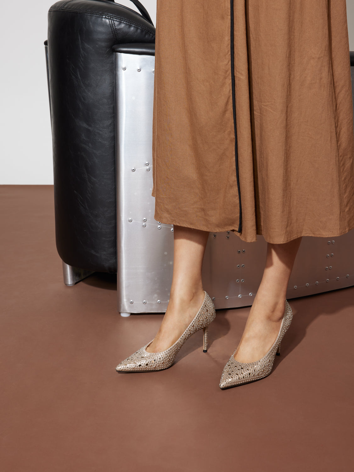 PAZZION, Amalisse Crystal Embellished Heels, Almond