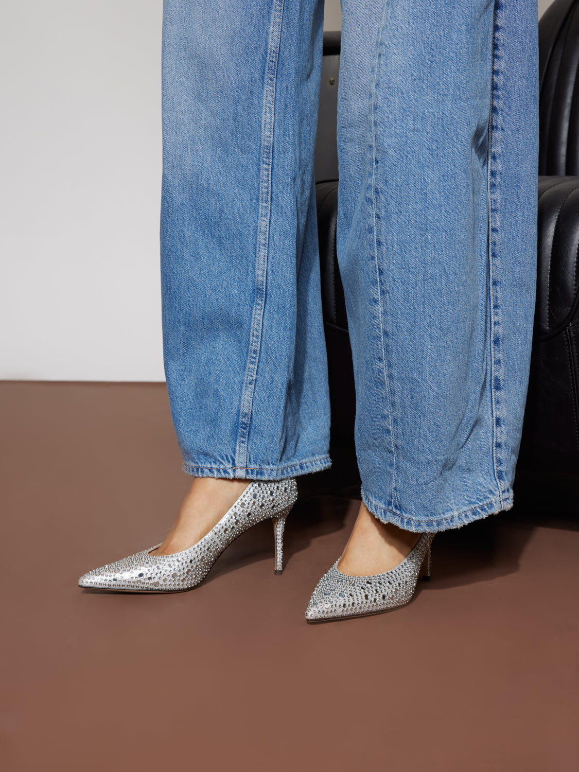 PAZZION, Amalisse Crystal Embellished Heels, Silver