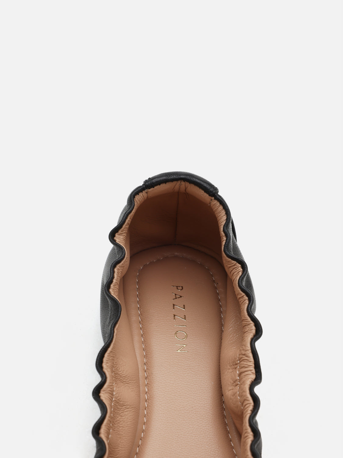PAZZION, Amara Ruched Bow Leather Flats, Black
